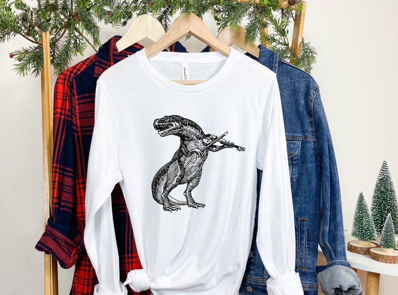 Dinosaur Playing Violin Shirt, Violin TShirt, Dinosaur Violin TShirt, Musician Dinosaur Shirt, Birthday Gift, Music Shirt, Fiddle Gifts Tee image 2