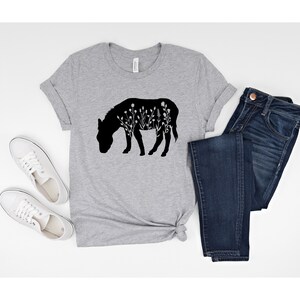 Floral Donkey Shirt, Donkey T shirt, Funny Animal T Shirt, Gift for Her, Gift for Donkey Lovers, Awesome Animal T shirt, Donkey Lover Tee image 3