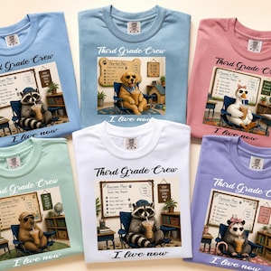 Custom Third Grade Teacher Animals Shirt,  Comfort Colors Personalized Teach Team, Back To School Tee, 3rd Grade Matching Gift