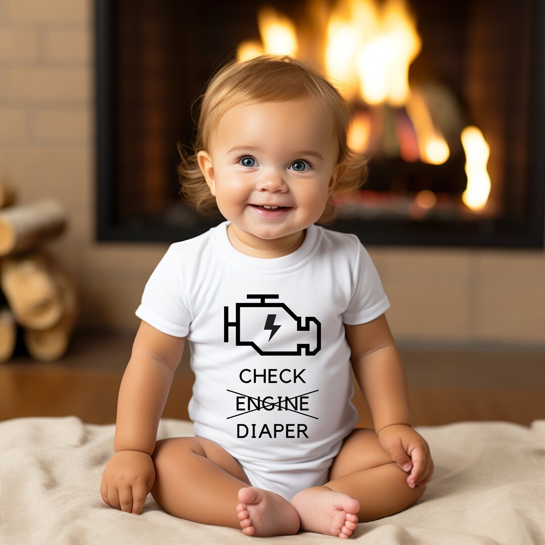 Check Engine Baby Bodysuits® Funny Poopy Diaper Baby Clothes Cute ...