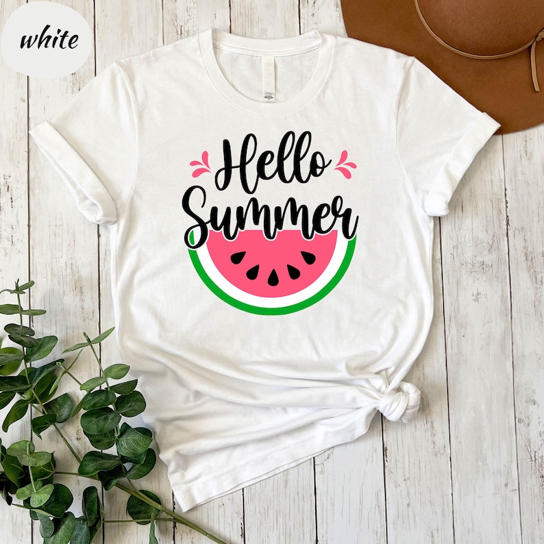 a watermelon shirt with the words hello summer on it