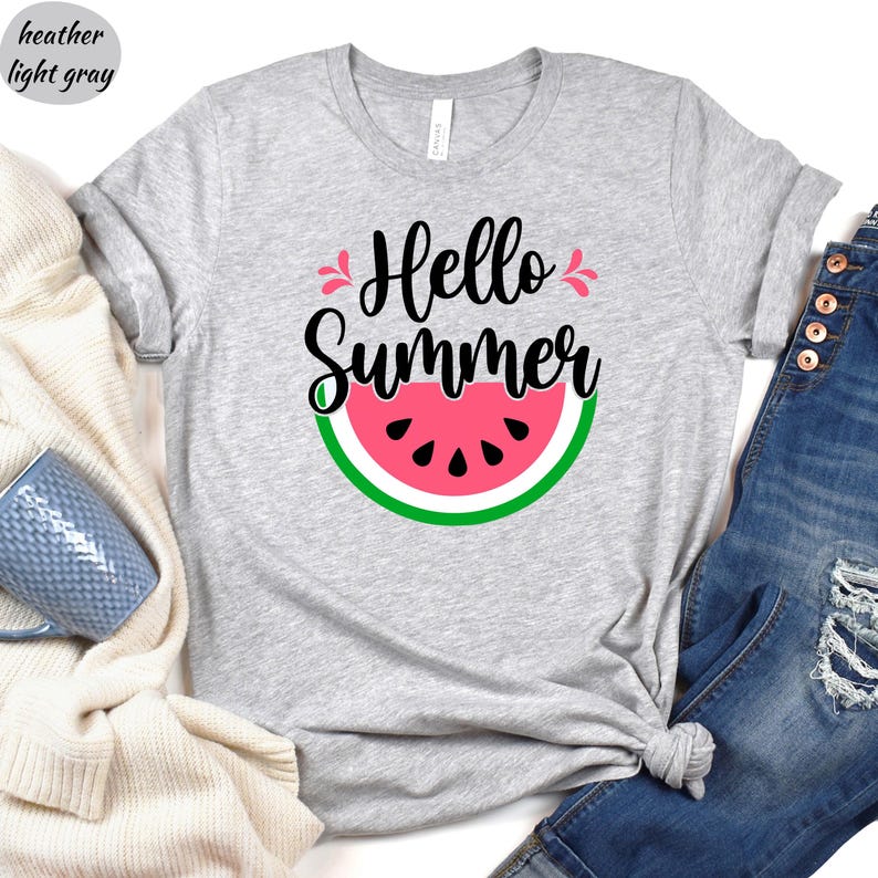 a t - shirt that says hello summer with a watermelon on it
