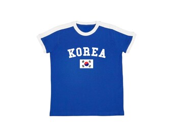 T-shirt bébé femme Corée, T-shirt de football coréen avec sonnerie, T-shirt en maillot de football avec drapeau coréen, T-shirt de vacances d'été