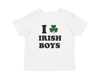 I Love Irish Boys Baby Tee, Y2K St. Paddy baby tee, St. Patrick's Day T-shirt, Shamrock Baby Tee, Ireland Women’s Shirt, Trendy 2000s Top