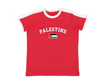 Palestine Flag Ringer Tee: Women's Soccer Jersey T-shirt