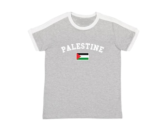 Palestine Flag Ringer Tee: Women's Soccer Jersey T-Shirt