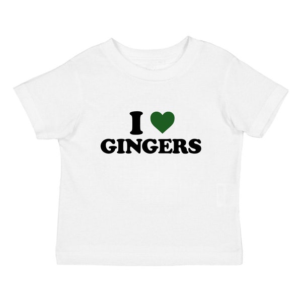 I Love Gingers Baby Tee, Y2K Irish baby tee, Ginger T-shirt, Shamrock Baby Tee, Ireland Women’s Shirt, Trendy 2000s Top, Saint Patricks Day