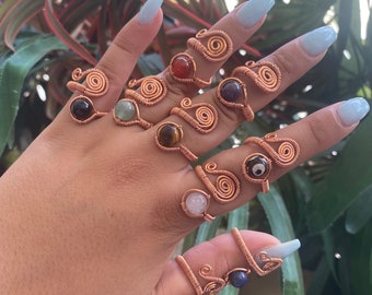 Wire Wrapped Spiral Crystal Ring
