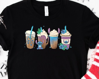 Stitch Latte Christmas Drink Shirt, Stitch Shirt, Christmas Coffee Shirt, Christmas Shirt, Christmas Sweatshirt, Santa Shirt, Winter Shirt