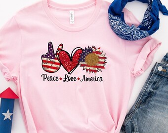Peace Love America Shirt, 4th Of July T-shirt, 4th of July, Fourt of July, Americana Shirt,Retro America Shirt,Usa Shirt, Independence Shirt