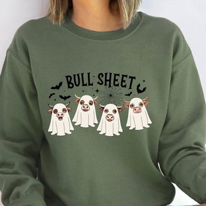 Bull Sheet Ghost Cow Sweatshirt, Halloween Shirt, Ghost Sweatshirt, Ghost Cow Shirt, Bull Sheet Shirt, Halloween Gift, Retro Ghost
