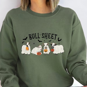 Bull Sheet Ghost Cow Sweatshirt, Halloween Shirt, Ghost Sweatshirt, Ghost Cow Shirt, Bull Sheet Shirt, Halloween Gift, Retro Ghost