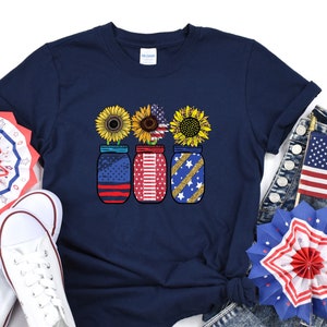 Sunflower Jar Shirt, 4th of July Shirt, 4th of July, Independence Day Shirt, Fourt of July, Retro America Shirt, America Shirt,Usa Shirt