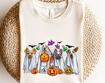 Ghost Dog Sweatshirt, Halloween Shirt, Ghost Sweatshirt, Ghost Dog Shirt, Bull Sheet Shirt, Halloween Cadeau, Retro Ghost