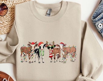 Camisa de vaca de Navidad, camisa familiar de Navidad, regalo de Navidad, camisa de Navidad, sudadera de Navidad, camisa de Papá Noel, camisa de invierno, camisa de vaca