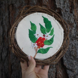 Handmade Crochet &quot;Coffee Flower&quot; Wall Hanging (from Colombia)