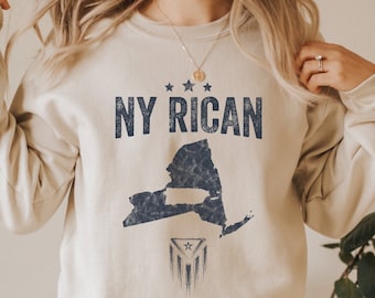 NY Rican PR Flag Sweatshirt, Puerto Rico Souvenir, Puerto Rico Sweater, Puerto Rican Sweatshirt, Puerto Rico Gifts