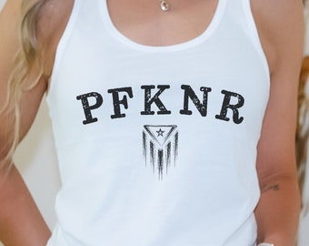 PFKNR Puerto Rico Women's Racerback Tank, Boricua Tank Top, Puerto Rico Gifts, Puerto Rican Tank