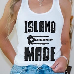 Island Made Puerto Rico Women&#39;s Racerback Tank, Boricua Tank Top, Puerto Rico Gifts, Puerto Rican Tank