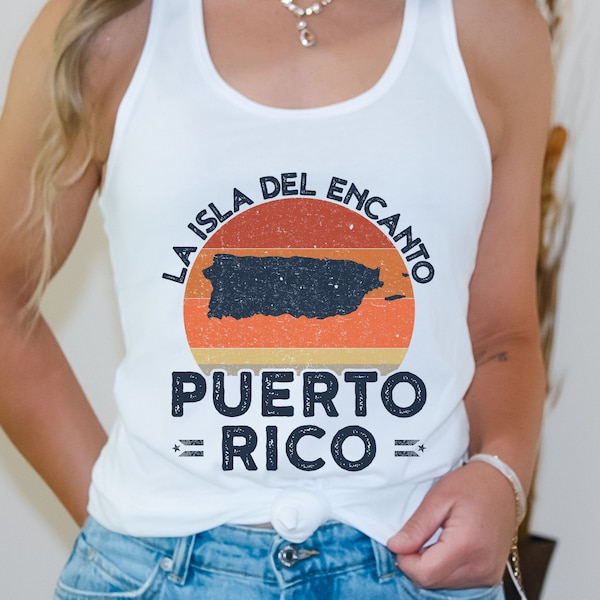 La Isla Del Encanto Puerto Rico Flag Women's Racerback Tank, Boricua Tank Top, Puerto Rico Gifts, Puerto Rican Tank