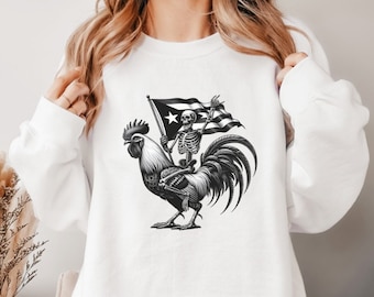 Puerto Rican Flag Rooster Sweatshirt, PR Boricua Sweatshirt Souvenir, Puerto Rico Flag Sweatshirt, Puerto Rican Sweater, Puerto Rico Gifts