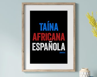 Puerto Rico Wall Art, Taína Africana Española Boricua, Puerto Rican Art, Poster Prints Art, Boricua Home Decor, Puerto Rico Souvenir
