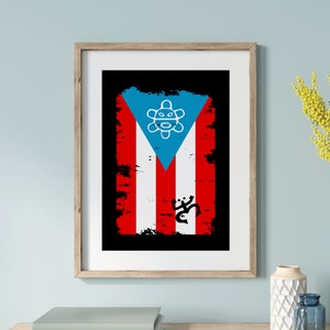 Puerto Rico Flag Wall Art, Sol Coqui Taino, Puerto Rican Art, Poster Prints Art, Boricua Home Decor, Puerto Rico Souvenir