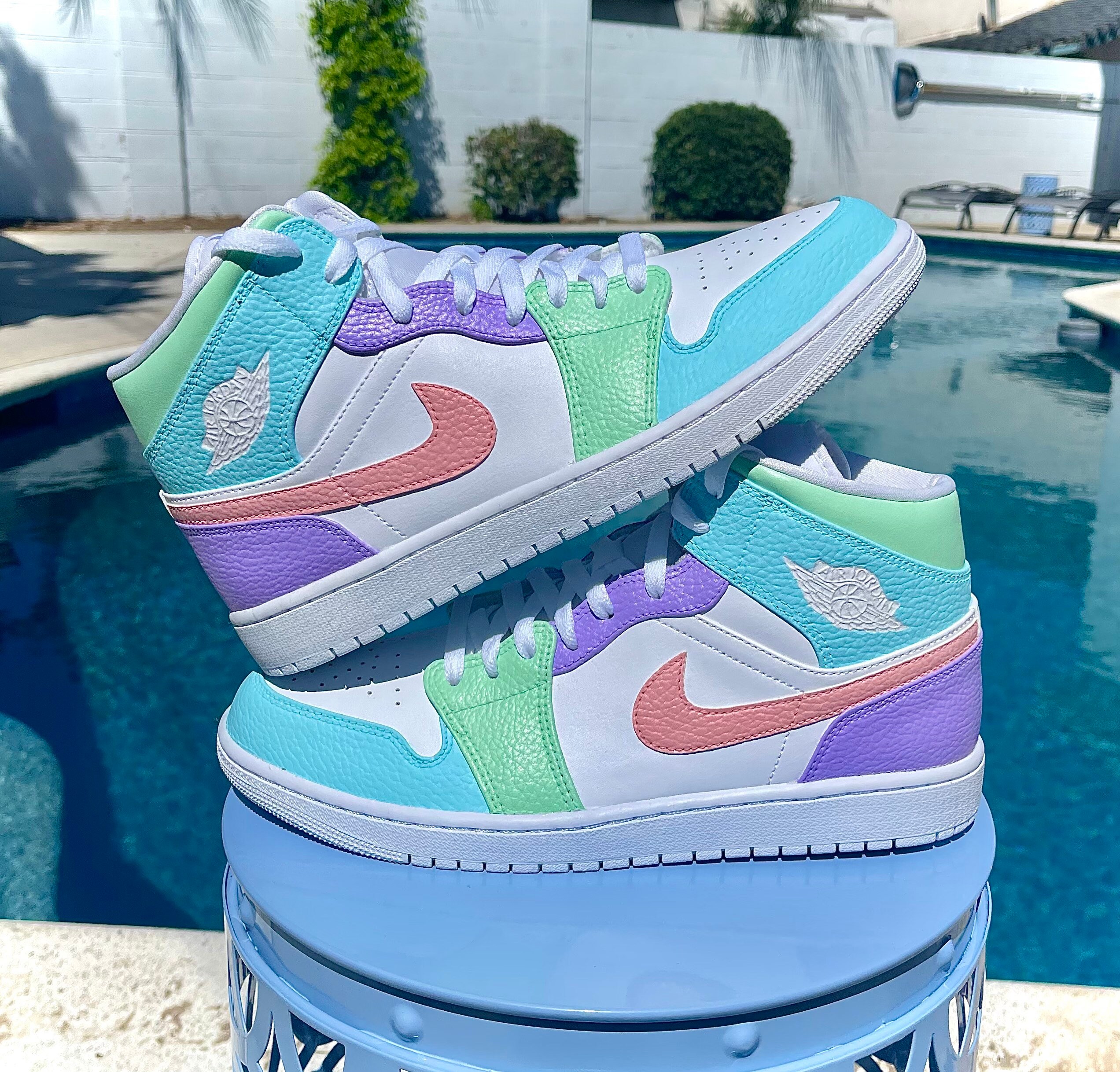 Custom Pastel Jordan 1 Mid Sneakers Etsy