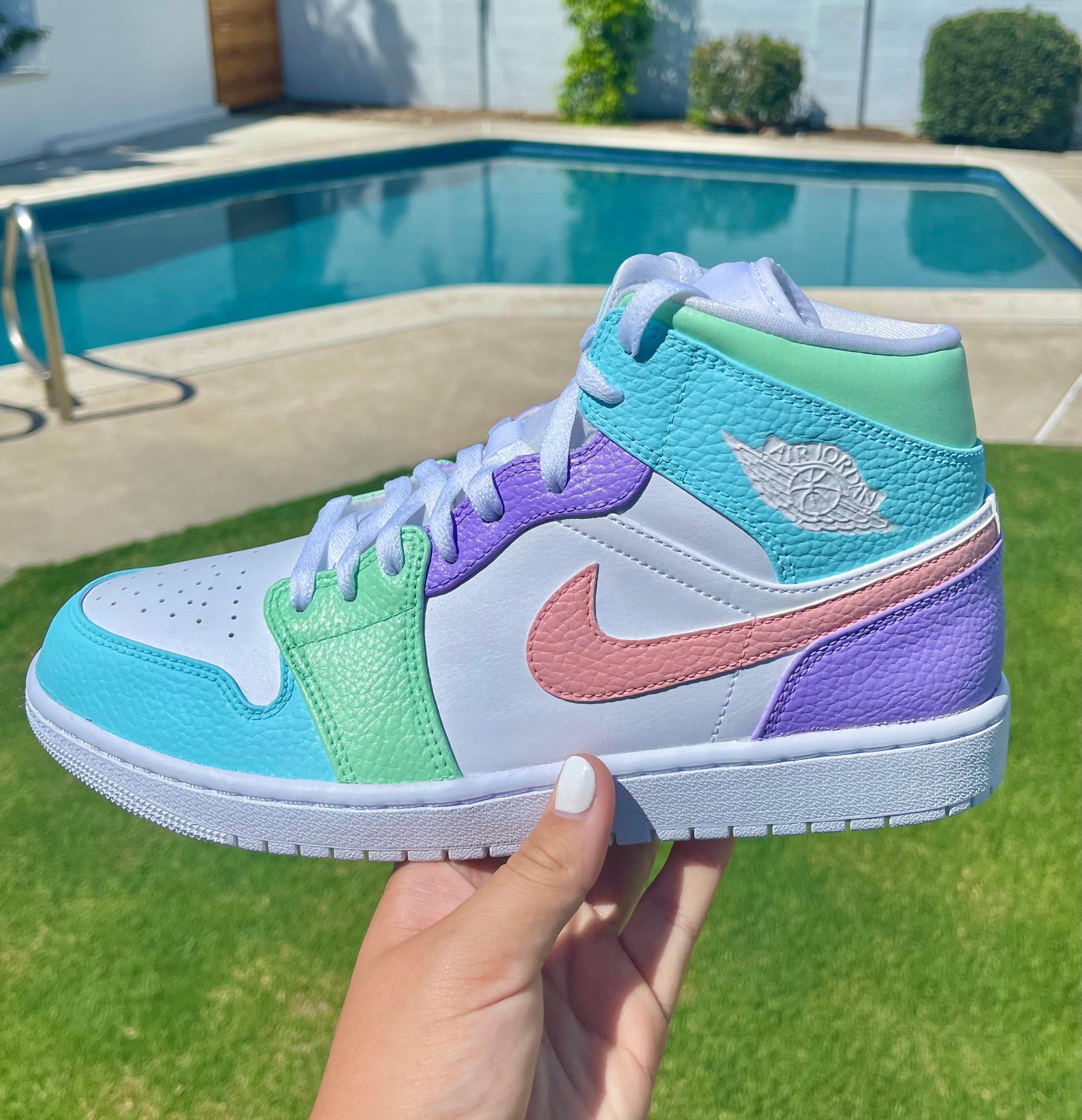 Custom Pastel Jordan 1 Mid Sneakers Etsy