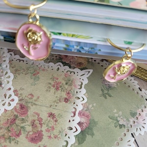Floral gold  pink Planner Charm, Planner Accessories, Planner Dangles, Travelers notebook Accessories.