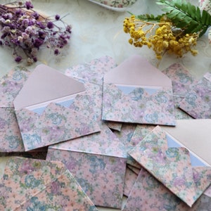 Mini enveloppes florales nostalgiques/mini enveloppe/petite enveloppe de note d'amour/voyage/scrapbooking/journal/notes de fée des dents/lot de 20