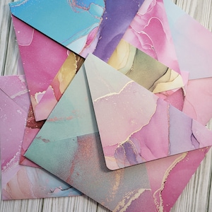 A7 Umschlag-Packung Wirbel Pastell Marmoriert, Regenbogen-Spektrum Grußkarten, Reiche, Lebendige, Kosmische Notecards, Cotton Candy Abstrakte Notizkarten,