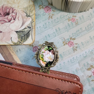 Antique Bronze Flower Cameo Bookmark: Victorian Style