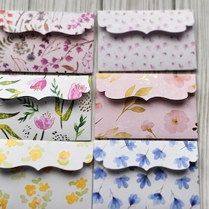 Diverse mini-enveloppen, 3 7/8" x 2 1/2", blanco kaarten, cadeaukaarten, set van 10 botanische en bloemen