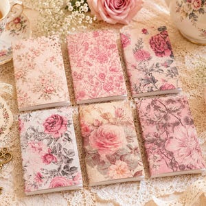 Floral Mini Notebook Set: Tiny Pocket Notepads, Handmade 2x3 in, Set of 3