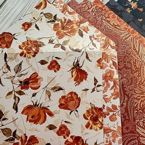 Enveloppes botaniques élégantes faites main, fleurs anciennes, papier cartonné à motifs, lot de 10 assortis, 5 enveloppes A7 fleurs de jardin