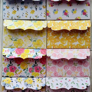 Ensemble de mini-enveloppes assorties 3,5 x 2,75 pouces fait main, botanique floral, carte plate vierge, cartes-cadeaux, lot de 6 pièces recto-verso