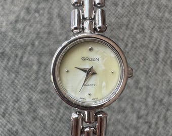 Gruen Vintage Dainty Damen Armbanduhr Blaues Gesicht Edelstahl Ausgezeichneter Zustand