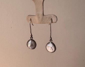 Sterling Silber 925 Vintage Perlmutt Ohrringe - Kompliziertes Design, Boho Statement Schmuck, 90er Jahre Retro Stil, Antik