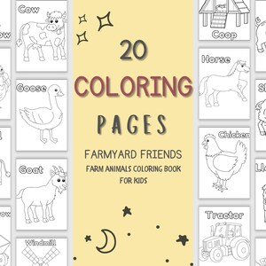 Farm Animals Coloring Pages |  25 Adorable Digital Prints | Printable Farm Illustrations | Fun for Kids | Coloring Book