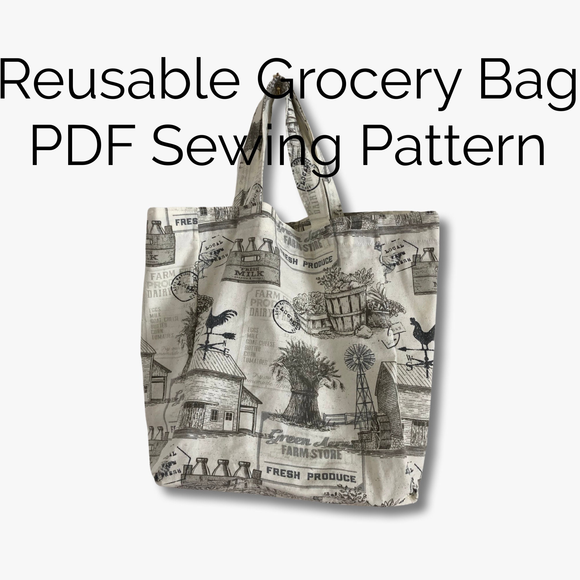 Boxed Tote Bag PDF Sewing Pattern Grocery Bag Pattern Etsy Canada