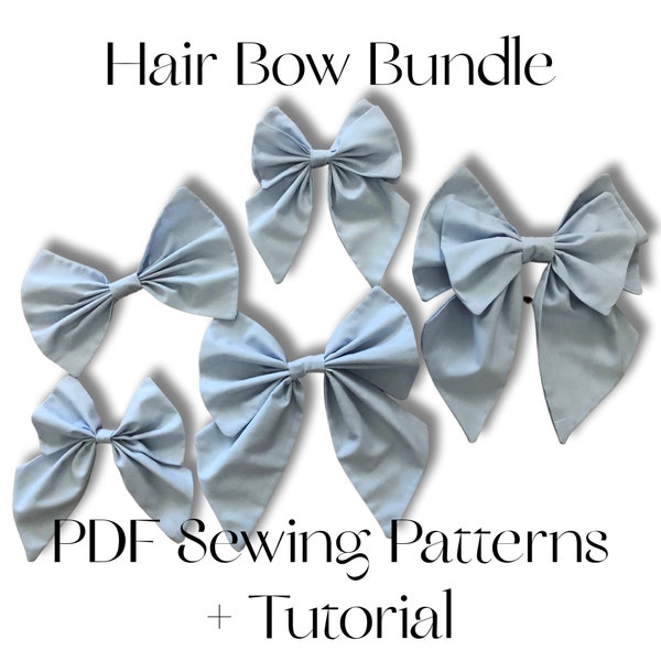 Hair Bow PDF Sewing Pattern Bundle/Bow Pattern/Layered Bow/Sailor Bow Pattern/Hair Bow Pattern/Patterns for Girls/Gifts to Sew/Costume DIY