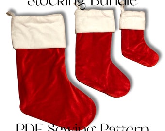 Weihnachtsstrumpf PDF Schnittmuster Bundle | Schnittmuster und Anleitung | Anfängerfreundlich DIY | Urlaub | Weihnachtssocke | Einfache Muster