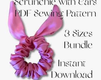 Häschenohren Scrunchie Muster/PDF Schnittmuster/Mädchen Schnittmuster/DIY Haarschmuck/DIY Schleife Scrunchie/Scrunchie Muster/Muster Bundle