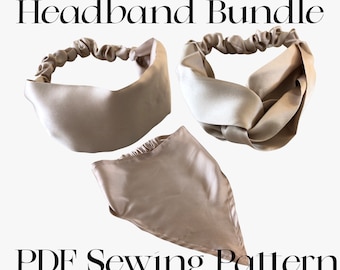 Stirnband nähen Bundle | US Letter | Haarband Schnittmuster | Haarband Muster | Kopftuch Stirnband | Turban Stirnband | Schnittmuster