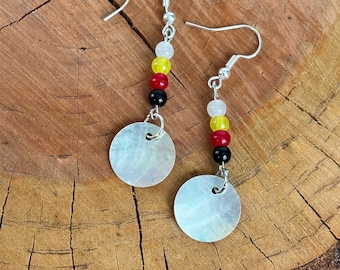 Abalone Shell Medicine Wheel Beaded Dangle Earrings