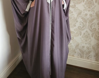 ABAYA dubai butterfly PEARL taupe open style belt abaya, hijab abaya dubai abaya open uae abaya