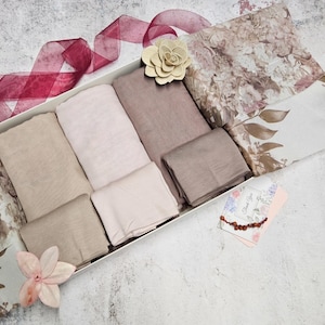 Hijab pettenset geschenkdoos, chiffon hijaabs cadeau voor haar, gepersonaliseerd cadeau eid ramadan umrah hadj