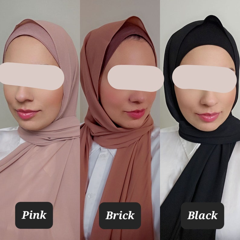 HIJAB & CAP set chiffon scarves and undercap jersey set shawl matching set premium dubai hijab emirati hijab gift set, jersey hijab image 5