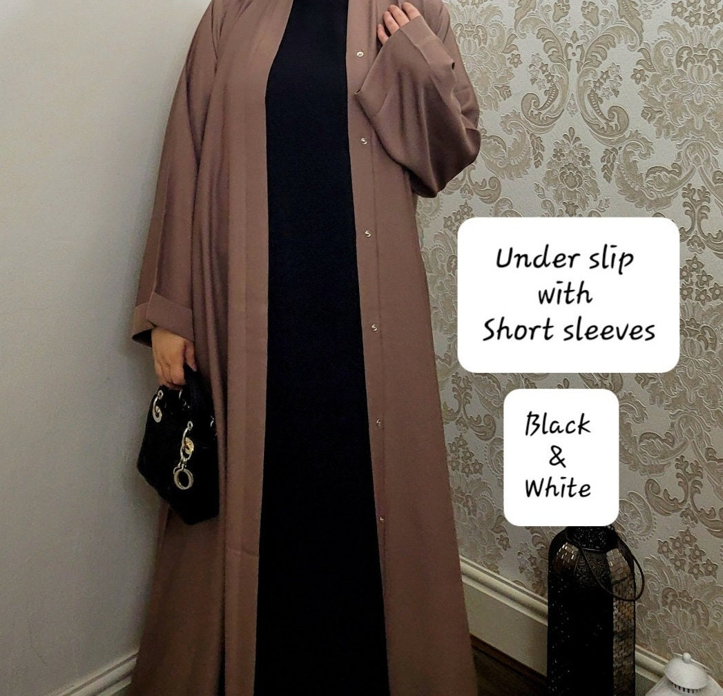 Abaya SLIP UNDERSLIP Abaya Innerslip Black White Short Sleeve Long Slip Dress Abaya Dress for Women Abaya Dubai Maxi Dress Etsy UK